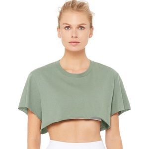 Alo Yoga Cropped Short Sleeve Top - Green Moss